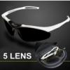 Free Shipping Bike glasses Bicycle Cycle sport Sunglasses 5 lens 5 colour glasses frame white/red/black with case
