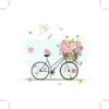 Nő i bicikli virágos Kosár e tervezés Stock illusztráció