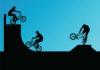 Extrm kerkprosok bicikli lovasok aktivl gyerekek sport rnykp Stock fotogrfik