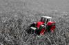 Piros traktor a fben