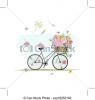 Vektor nő i bicikli virágos Kosár e tervezés
